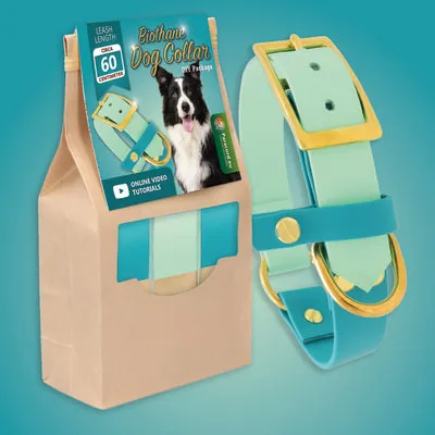 Kit de bricolage pour collier bicolore en biothane pour chiens et le collier réalisé à côté